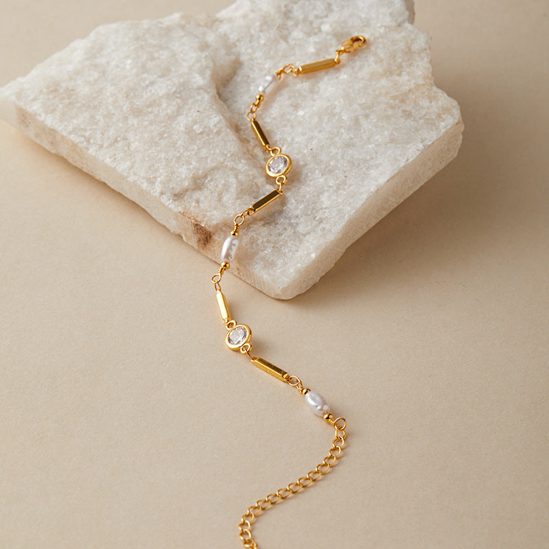 Copper Plating 18K  Retaining Inlaid Zircon Bracelet
